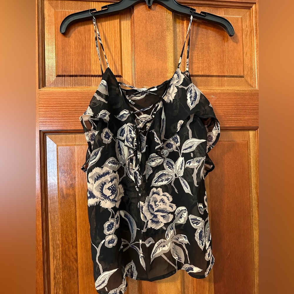 Black Floral Sheer Blouse